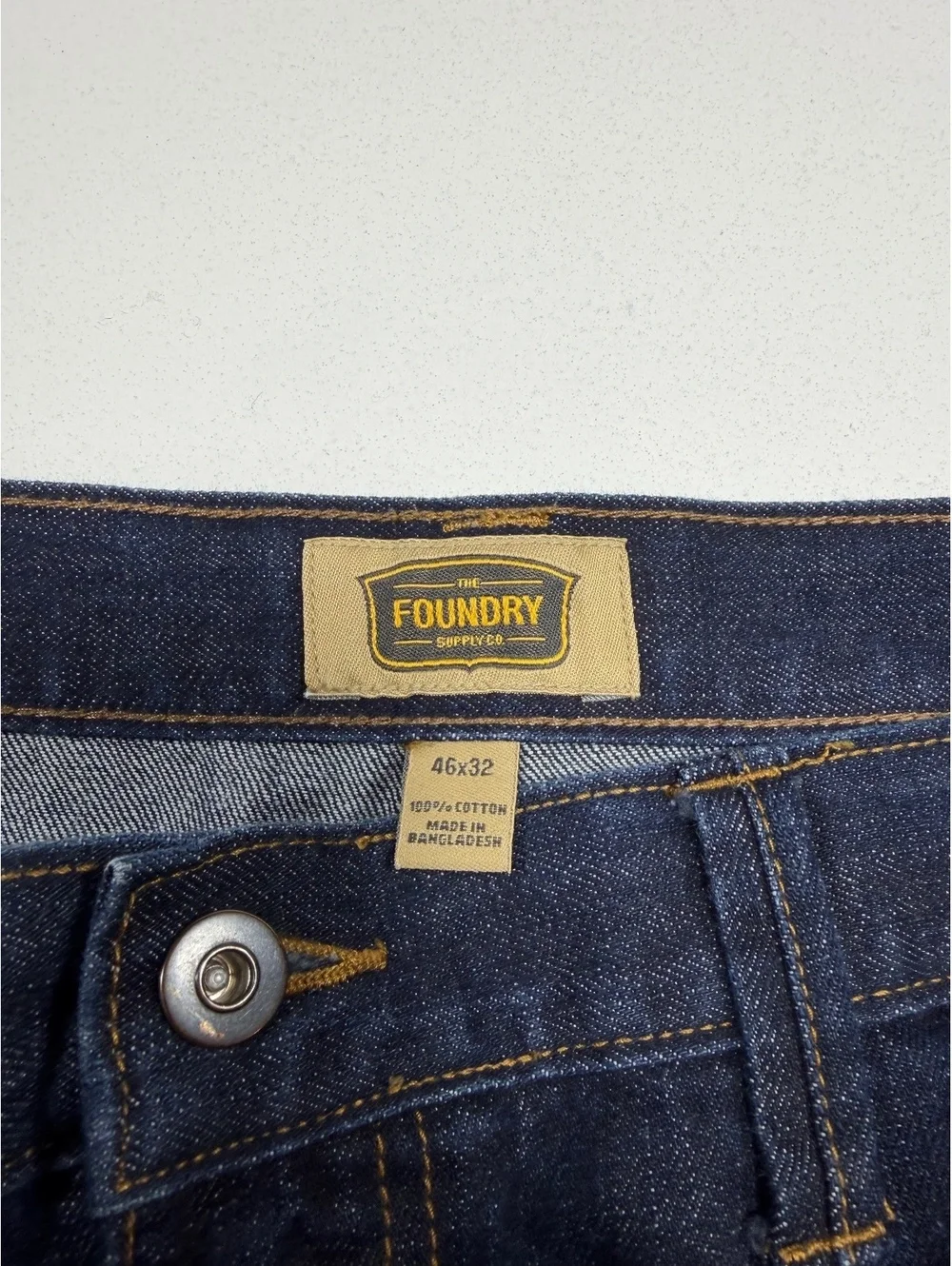 Foundry Supply Co Jeans Mens 46x32 Dark Wash Straight Leg Blue Denim